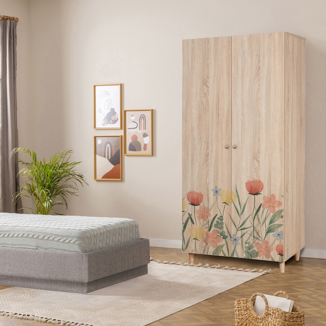 Dulap pentru haine, Vella, Lidya 2 -915, 90x192x52 cm, PAL, Sonomo