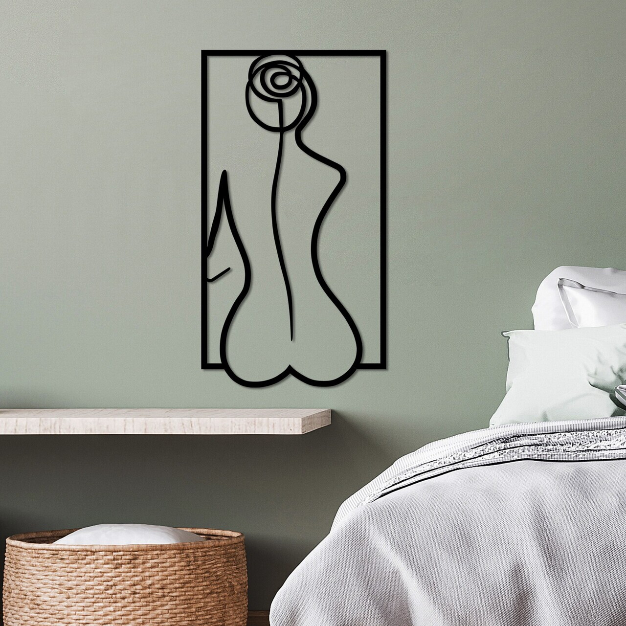 Decoratiune de perete, Rose Silhouette, Dimensiuni: 70 x 38 cm, Negru — imaginea 2