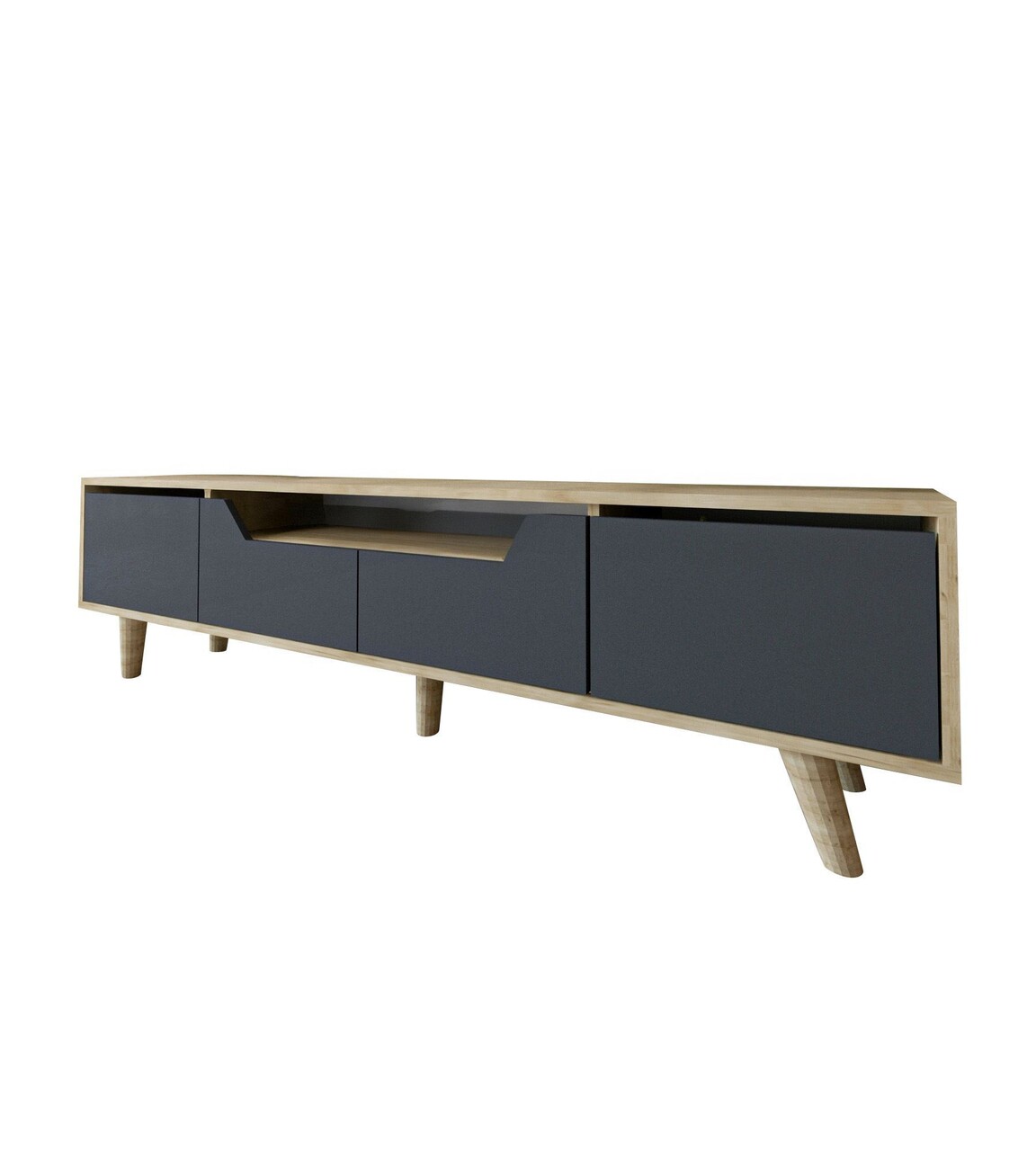 Comoda TV, Hanah Home, Roma 180, 180x48x29.8 cm, PAL, Stejar safir / Antracit - imagine 5