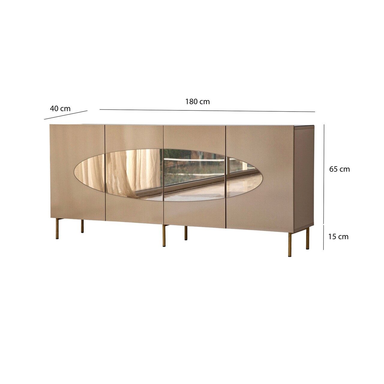Consola, Neostill, Lago, 180x80x40 cm, MDF , Bronz / Aur