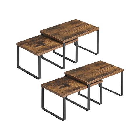 Set 4 suporturi condimente/rafturi de bucatarie, Songmics, Spices, 29.7x19.5x15.5 cm, PAL/otel, maro