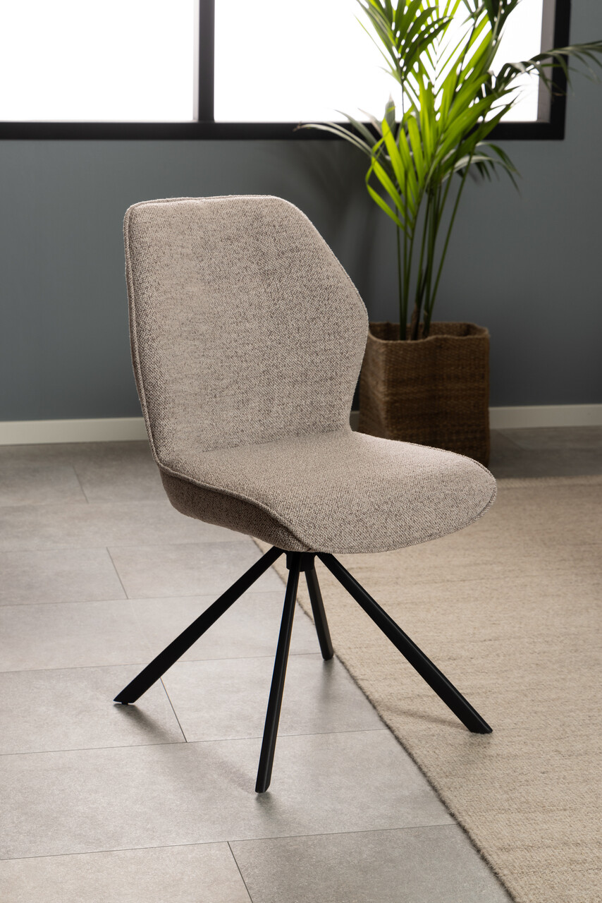 Scaun Aura, Actona, 51x61.5x88.5 cm, rotativ, tesatura Boucle/otel, bej - view 4
