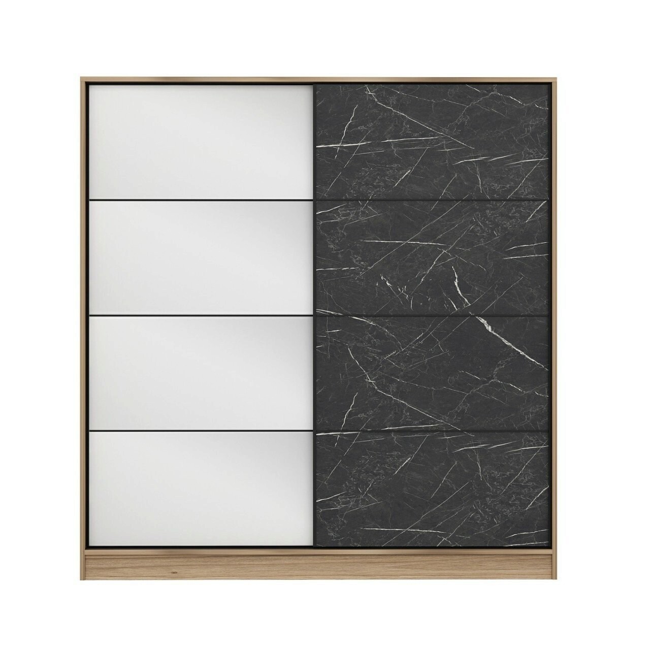 Dulap pentru haine, Minerva, Kale, 180x210x52 cm, PAL, Dore / Negru
