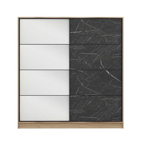 Dulap pentru haine, Minerva, Kale, 180x210x52 cm, PAL, Dore / Negru