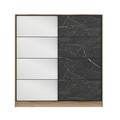 Dulap pentru haine, Minerva, Kale, 180x210x52 cm, PAL, Dore / Negru