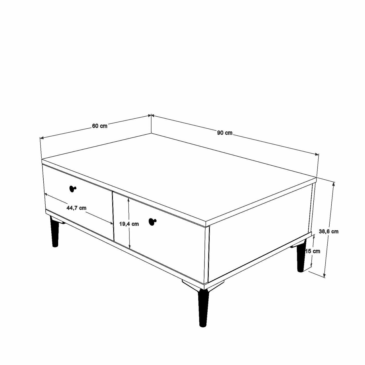 Masuta de cafea, Hanah Home, Vıs2-Cka, 90x38.6x60 cm, PAL, Maro — imaginea 6