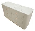 Comoda Beauty, Mauro Ferretti, 140x45x76 cm, lemn de pin/MDF/metal, crem/auriu