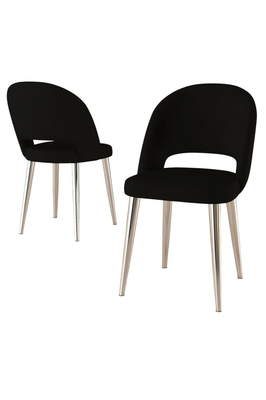 Set scaune 2 piese, Hanah Home, Pane, Negru / Crom — imaginea 2