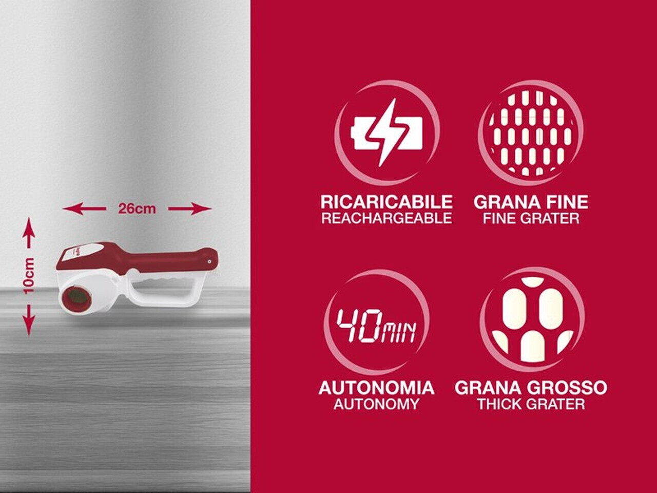 Rasnita pentru branzeturi tari 90.071, Beper, 26x11x10 cm, 2 discuri pentru razuire - view 5