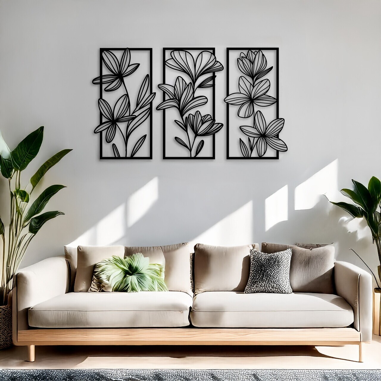 Set de accesorii decorative de perete din metal, DCV-1099-MT, Dimensiune: 22 x 50 cm (3 bucăți), Negru — imaginea 3