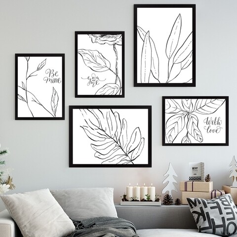 Set 5 tablouri decorative, SET_001, Lulu, 24×29 cm/34×44 cm, plastic 24x29