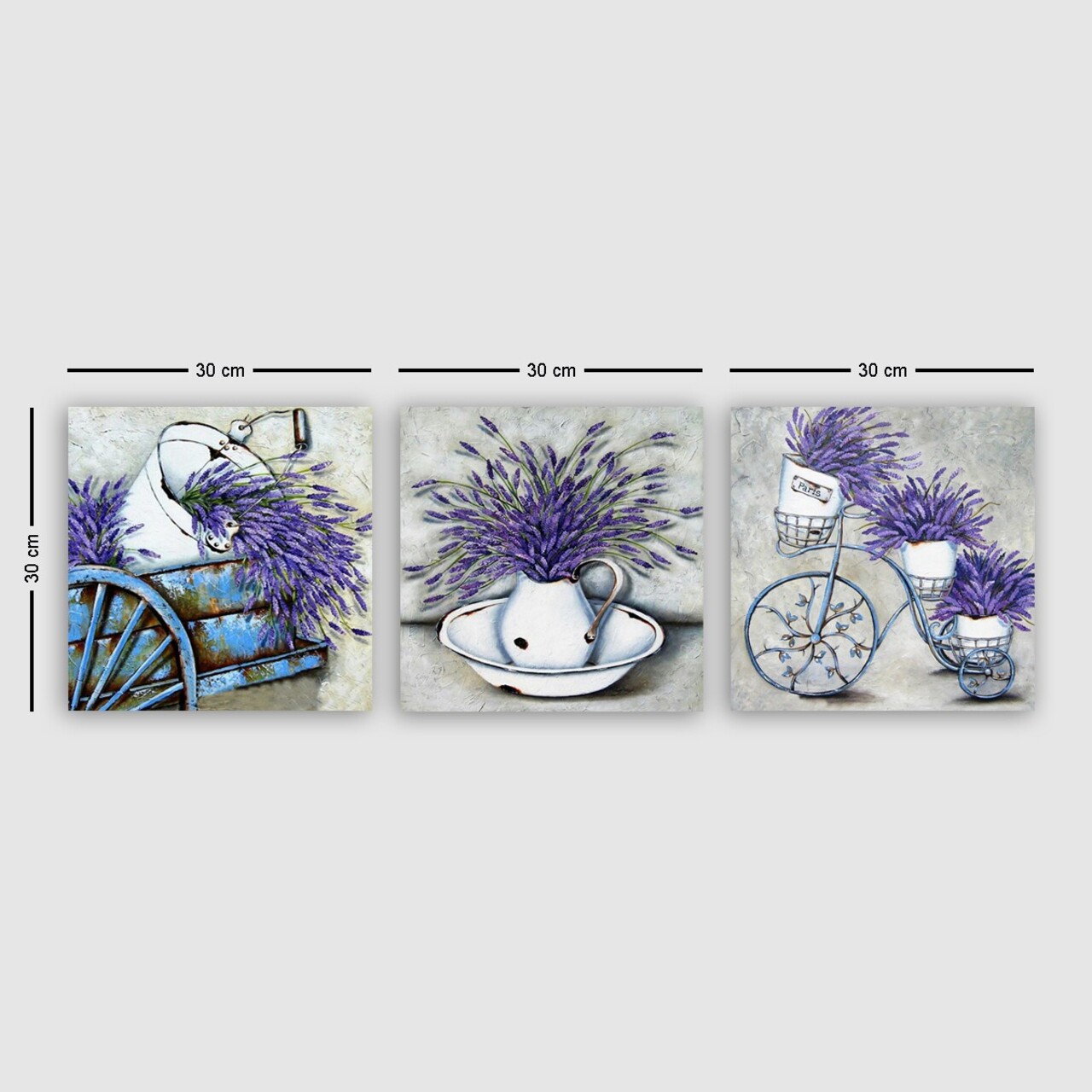 Set 3 tablouri decorative, DRPRC60, Cadru: 100% LEMN (grosime: 3 cm), Multicolor - view 2