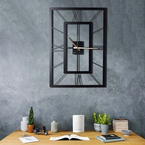 Ceas de perete, november xl, metal, dimensiune: 70 x 49 cm, negru