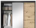 Dulap pentru haine cu oglinda ELTAP, Esville III, 180x60x220 cm, MDF/ABS, negru/stejar