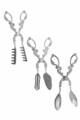 Set 3 clesti de bucatarie PLT0419, PLT0418, 22 cm, metal zamak, argintiu