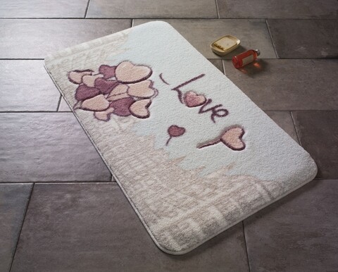 Covoras de baie love city, confetti, 80x140 cm, menta