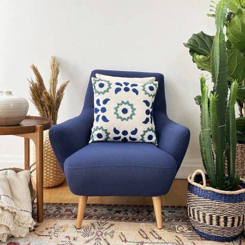 Perna, margrit punch pillow with İnsert, 43x43 cm, material: 20% in, 80% poliester, bleumarin / gri