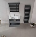 Set Dulap de Baie cu Chiuvetă și Oglindă (2 Piese), Hanah Home, Side 85 v2, Antracit mat