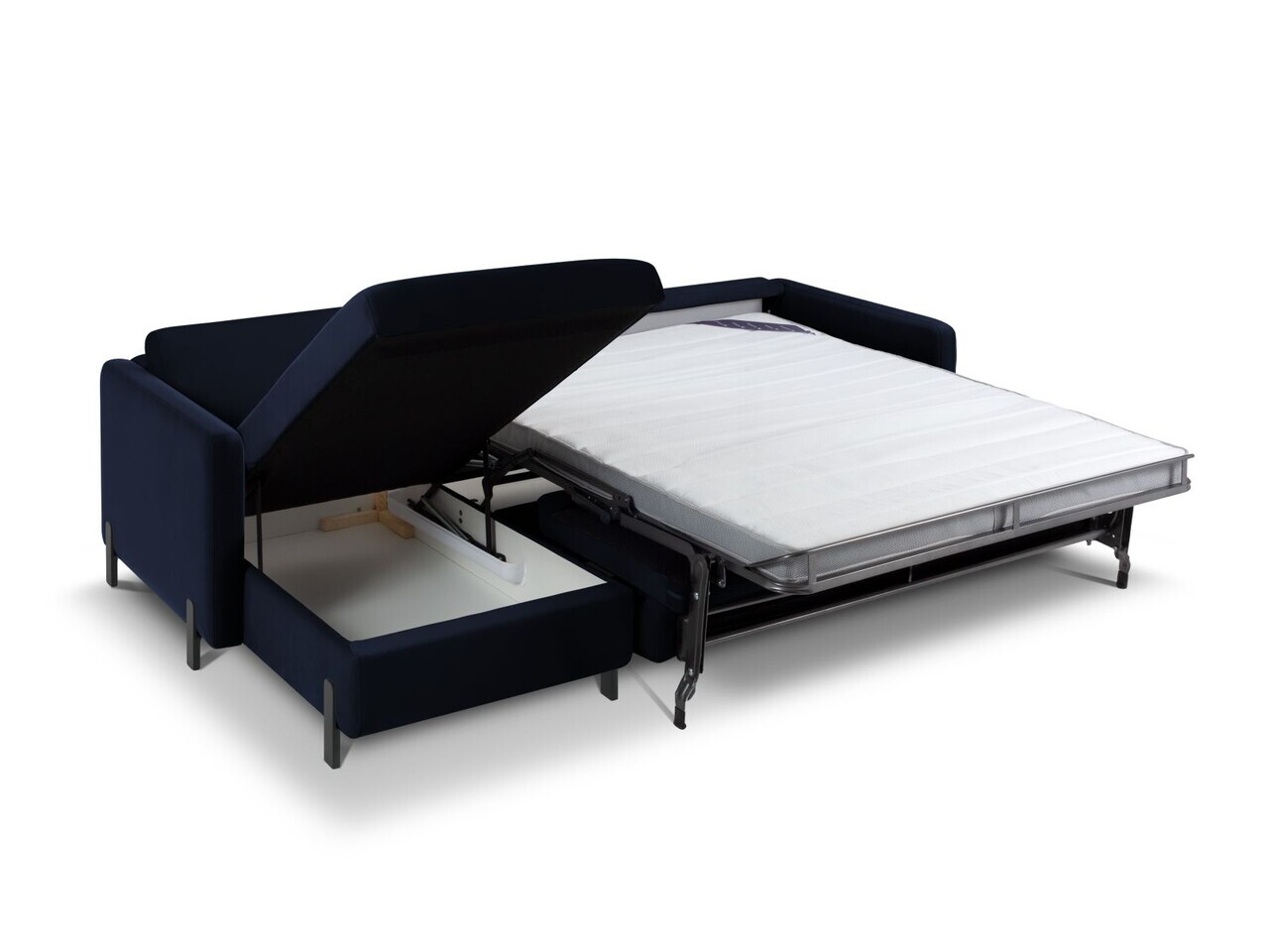 Coltar extensibil stanga 4 locuri, Gloria, Micadoni Home, 266x170x88 cm, catifea, albastru regal — imaginea 3