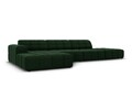 Coltar stanga 5 locuri, Jennifer-51, Micadoni Home, 341x166x70 cm, catifea, verde bottle