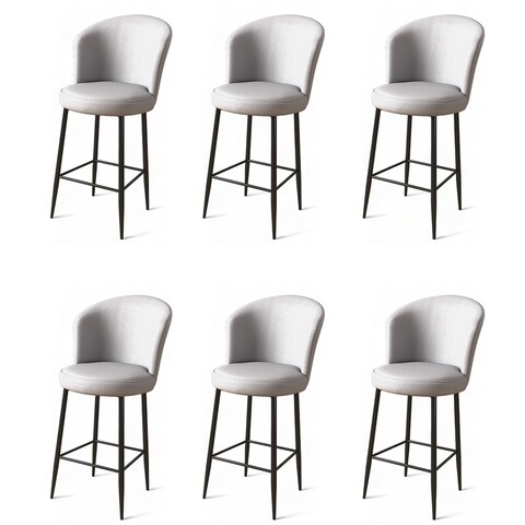 Set scaune de bar 6 piese, Charlotte, Uras, Metal, Gri/Negru