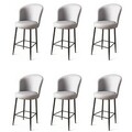 Set scaune de bar 6 piese, Charlotte, Uras, Metal, Gri/Negru