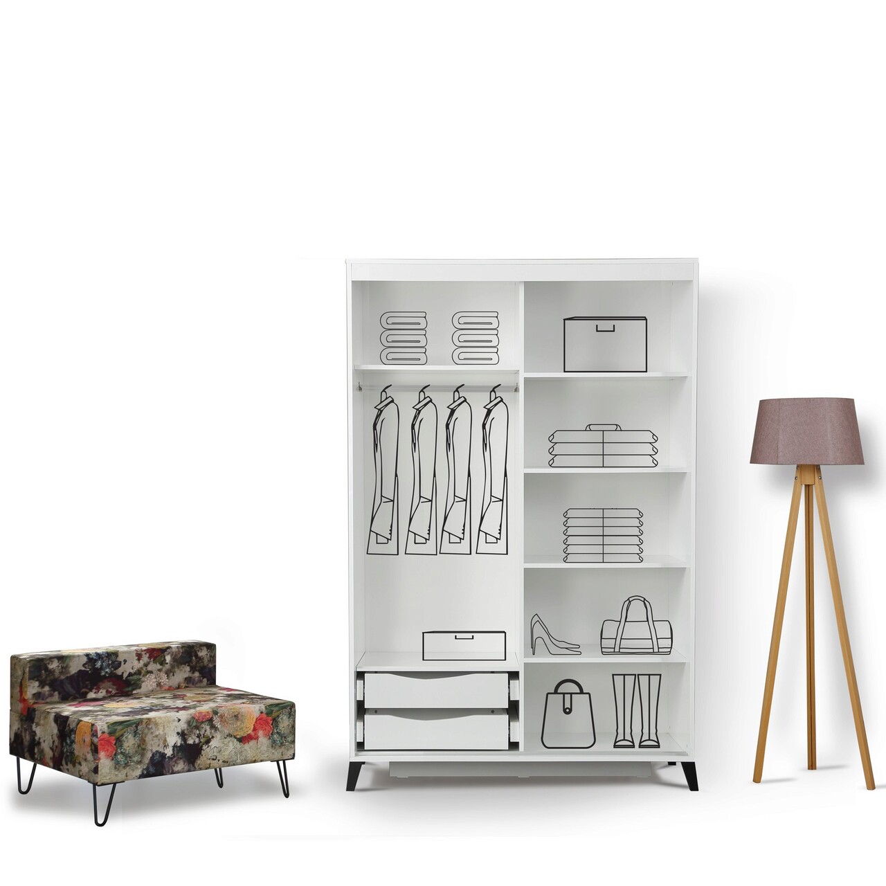 Dulap pentru haine, Comforty, Pasific Home Fuga, 120x216x60 cm, Alb - 1 | YEO