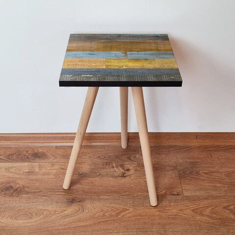 Masuta, Leona, Shp2, 35x42x35 cm, Galben / Albastru / Gri