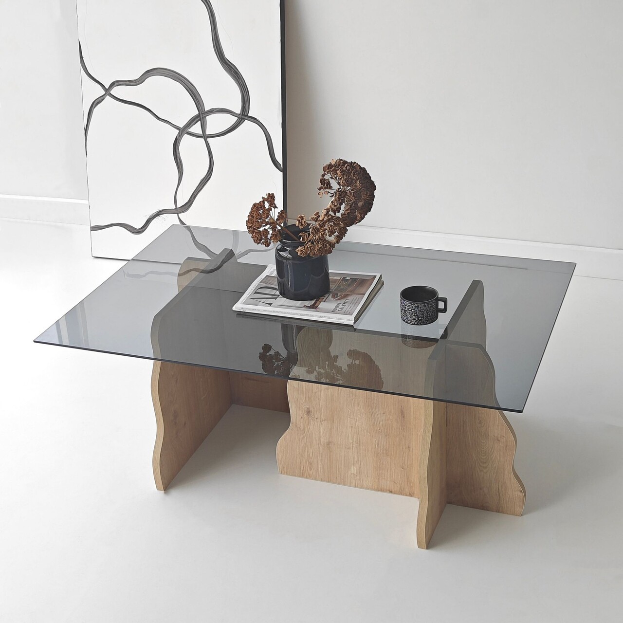 Masuta de cafea, Hanah Home, Canyon, 105x40x65 cm, Stejar Safir / Fume - view 2