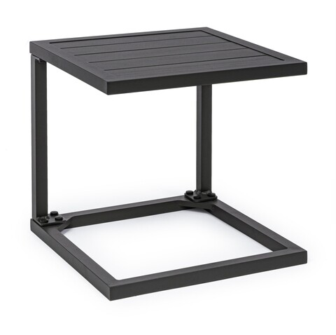 Masuta de cafea pentru gradina Hilde, Bizzotto, 40 x 40 x 45 cm, aluminiu, gri carbune