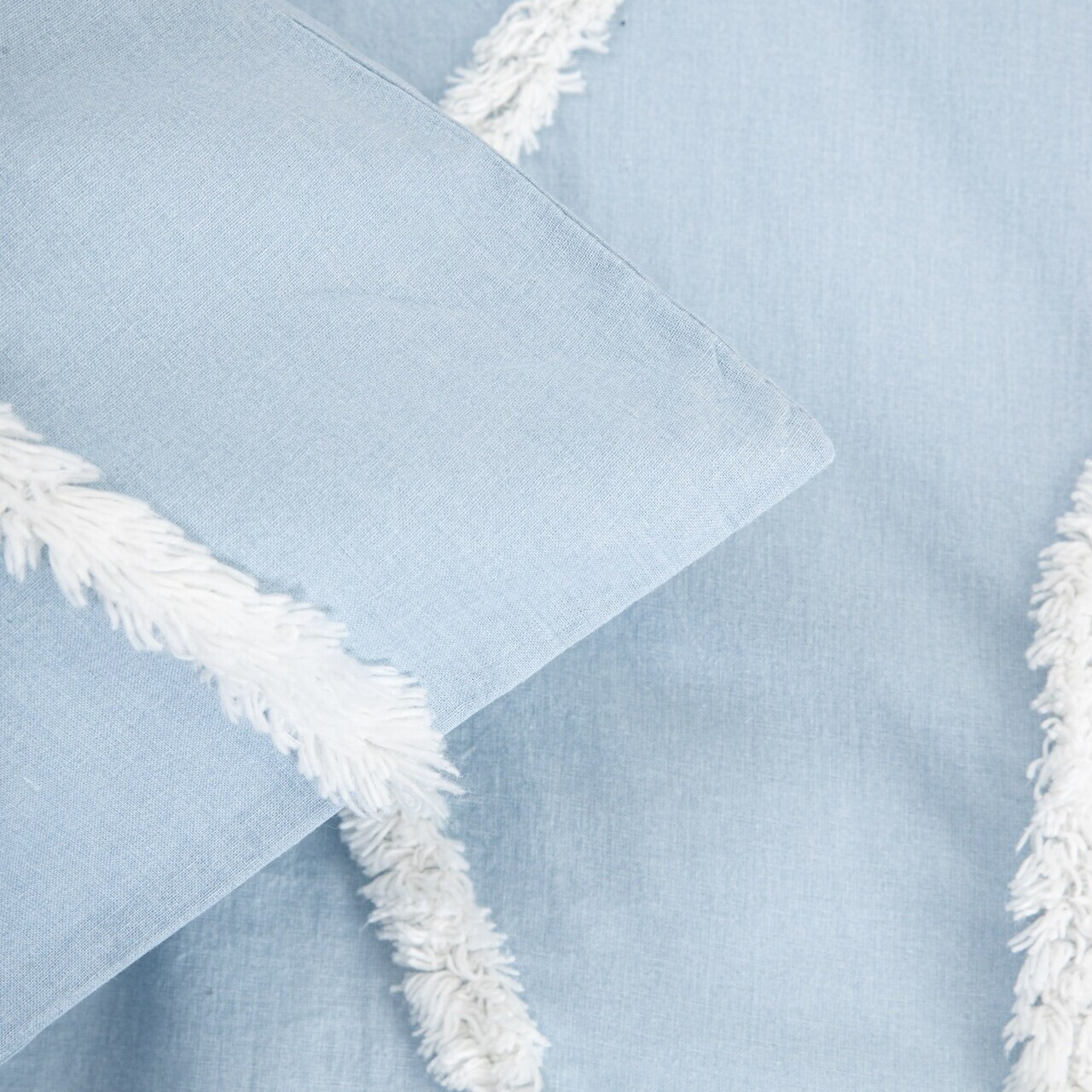 Lenjerie de pat King Size, Delia, Homla, 200x220 cm, 3 piese, bumbac, albastru/alb - view 4