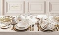 Set 2 cesti cu farfurie pentru ceai, Punto Oro, Brandani, 15x7.5 cm, portelan