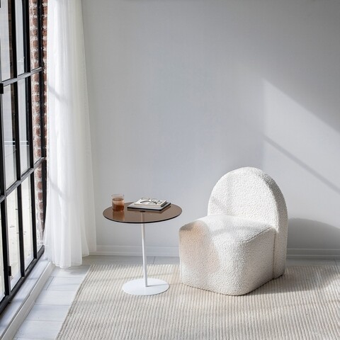 Masa de colt, Neostill, Chill-Out, 50 x 50 x 50 cm, sticla temperata/metal, alb/bronz alb/bronz imagine noua 2022