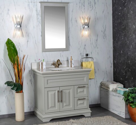 Set mobilier de baie (2 piese), jussara, huron 36, gri