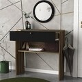 Set consola si oglinda Luis Aynali, Talon, 90 x 35.5 x 90 cm/44 cm, walnut/negru