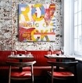 Tablou decorativ Rock Music, Mauro Ferretti, 100x100 cm, pictat manual, canvas/lemn de pin
