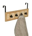 Cuier cu agatare pe usa, Wenko, Allegre, 33 x 14 x 6 cm, bambus/ratan/inox, natur/negru