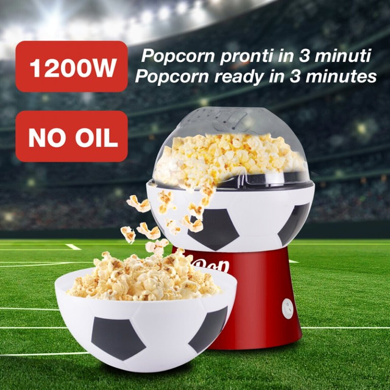 Aparat pentru popcorn fara ulei Beper, 1200W, multicolor - view 3