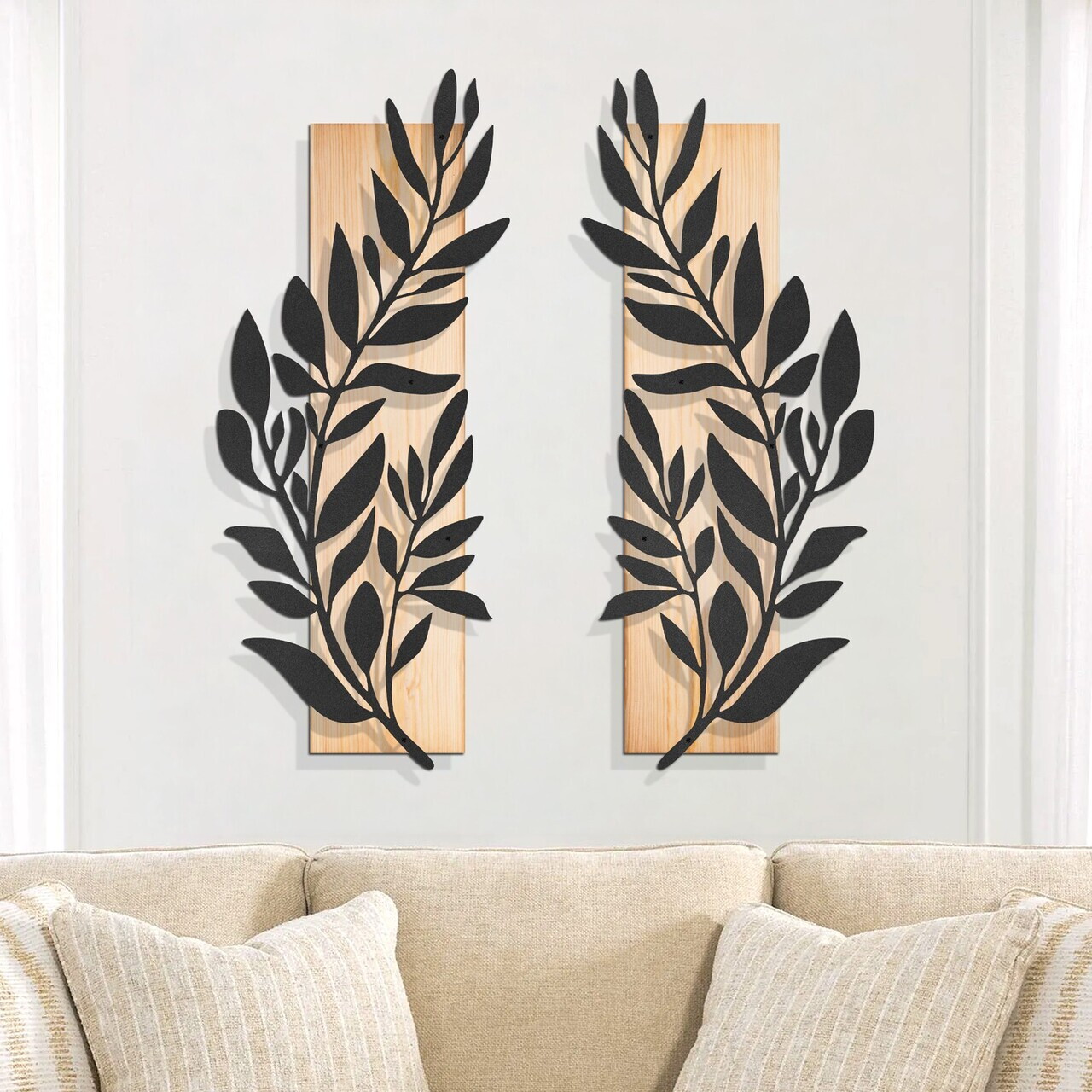 Decoratiune de perete, Olivia, Cadru: Lemn (Grosime: 2 cm), Natural/Negru — imaginea 3