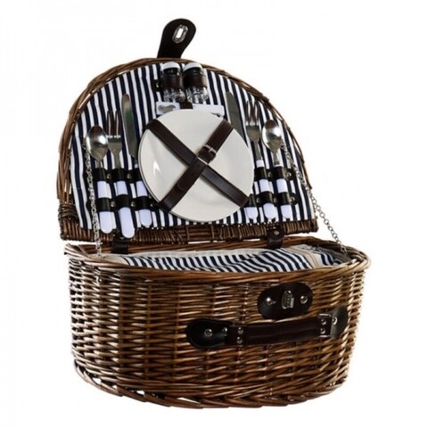 Cos pentru picnic 10 piese wicker, dkd, 40x30x19 cm, rachita
