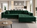 Coltar extensibil dreapta 4 locuri ELTAP, Sol-39, Solange, 292x196x84 cm, lemn/poliester, verde inchis