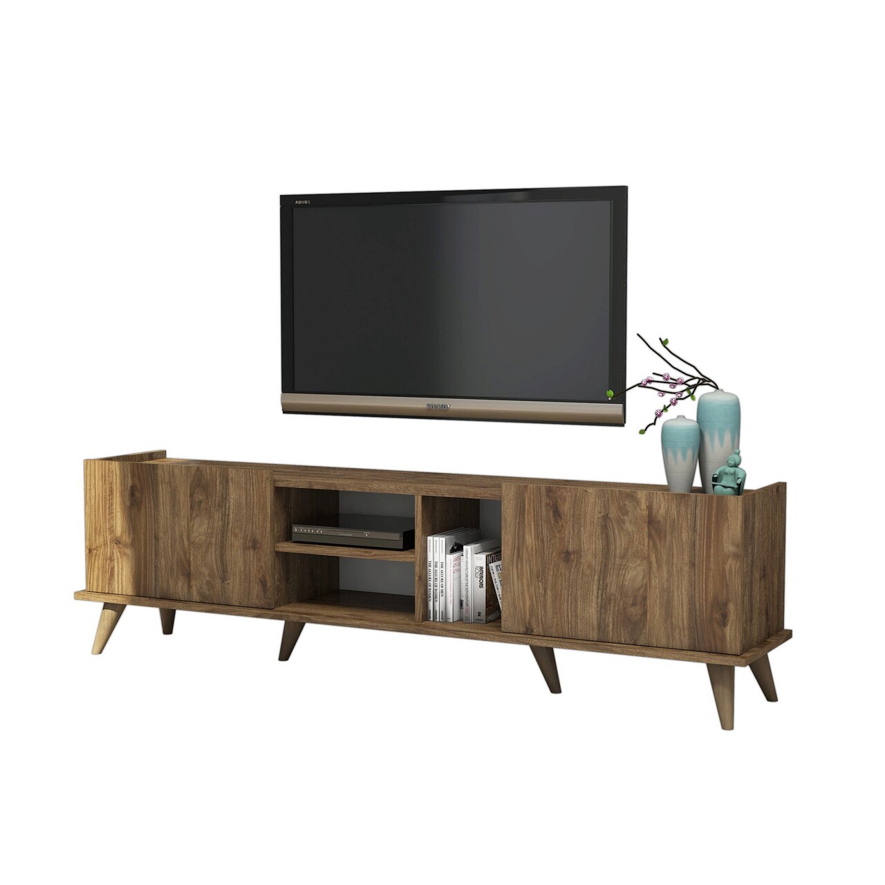 Comoda TV, Mezza, Elegante 1310, 180x52x34 Cm, Maro