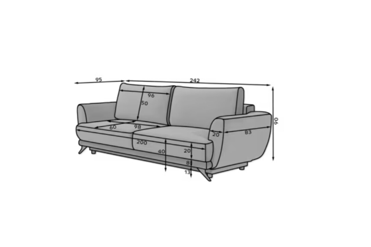 Canapea extensibila 3 locuri ELTAP, Meg07, Megis, 242x95x90 cm, lemn/poliester, albastru inchis