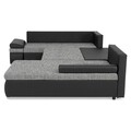 Coltar extensibil cu sezlong interschimbabil, Oliver, 332 x 207/171 x 88/71 cm, piele ecologica/stofa, negru/gri