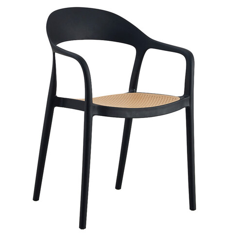 Scaun de gradina Ember, Pakoworld, 52.5x56.5x81 cm, polipropilena cu protectie UV, alb/negru