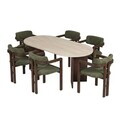 Set masa si scaune (7 piese), Nordure, Meridia 6, Travertin / Nuc Milano / Nuc Închis / Verde