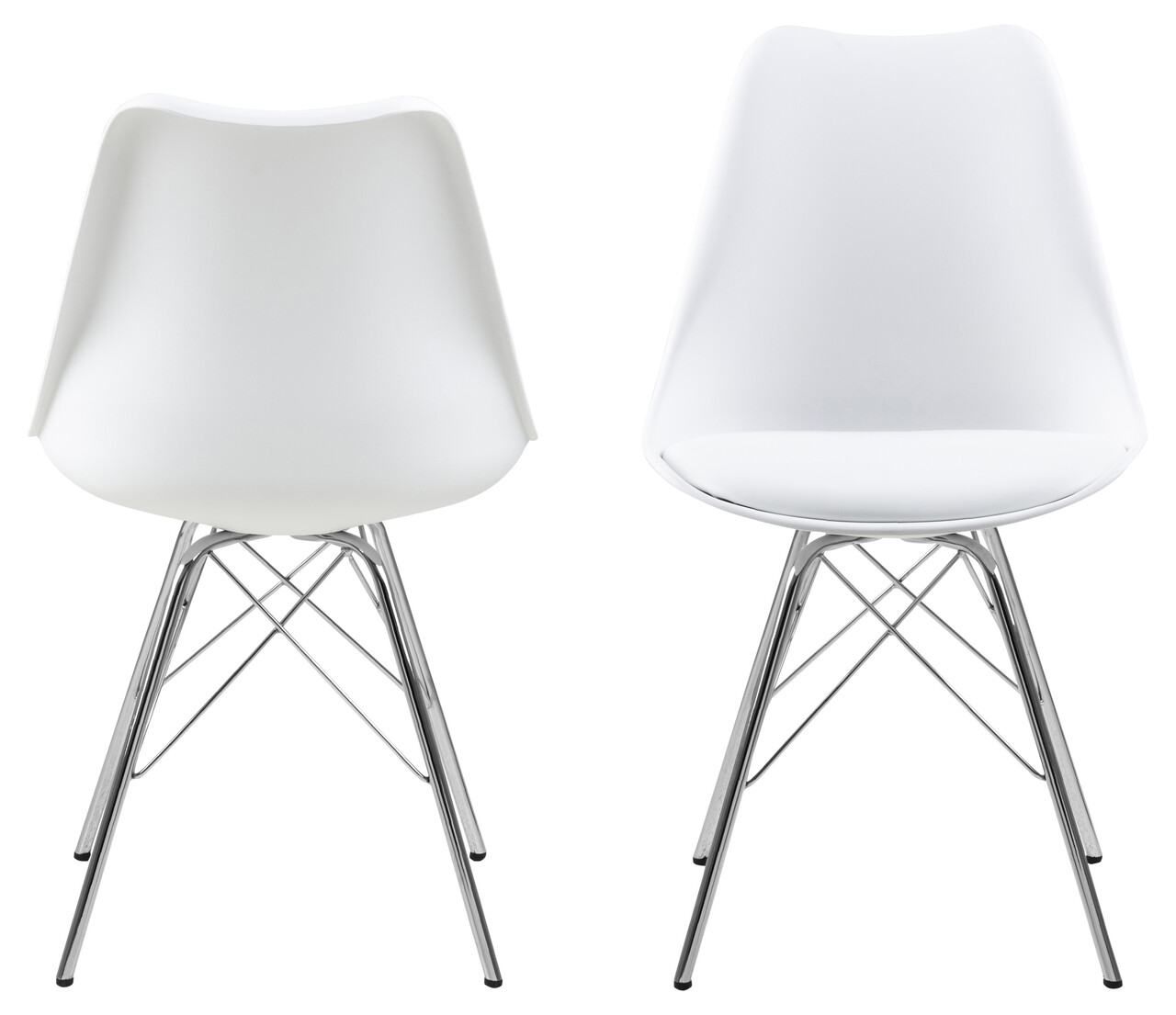 Scaun Eris, Actona, 48.5x54x85.5 cm, piele ecologica/otel, alb/crom - view 11