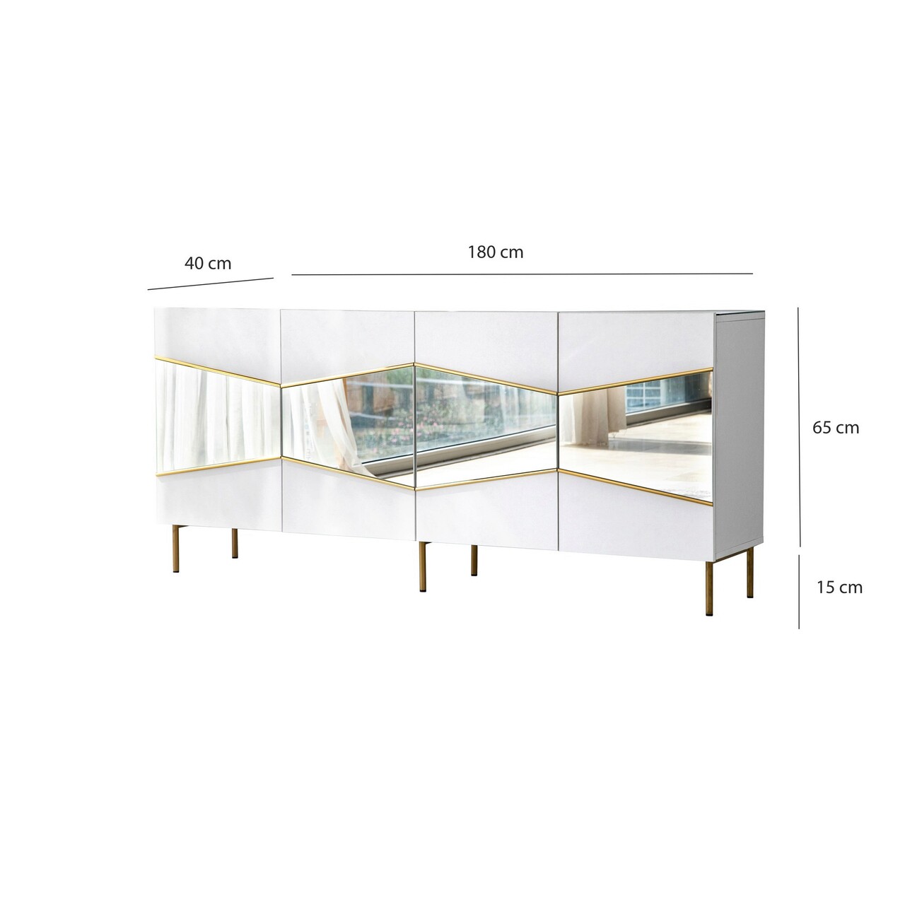 Consola, Neostill, Nice, 180x80x40 cm, PAL, Alb/Auriu