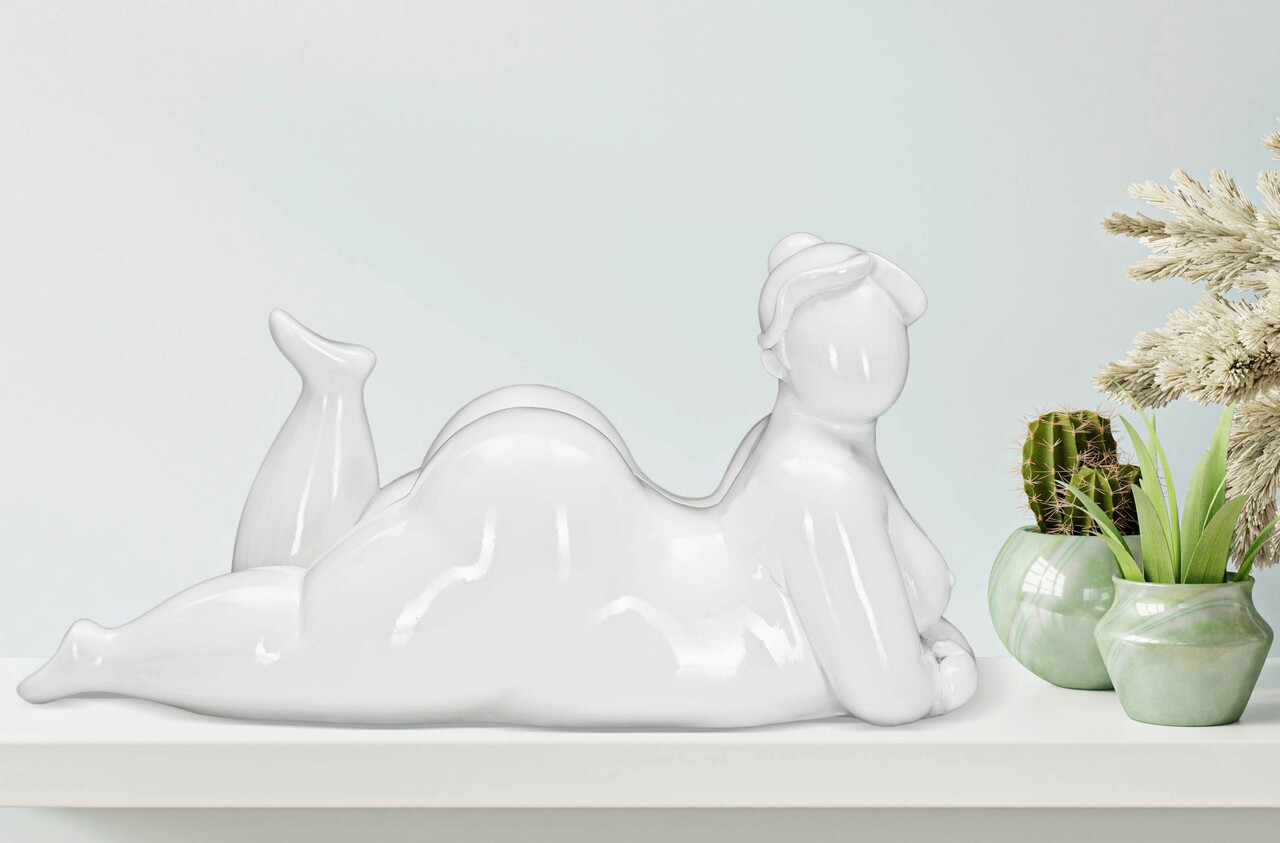 Statueta decorativa, Woman Yoga Relax, Mauro Ferretti, 32 x 16 x 16 cm, polirasina, alb - 1 | YEO