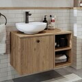 Dulap de baie cu chiuvetă, Hanah Home, 2459, MDF, Maro